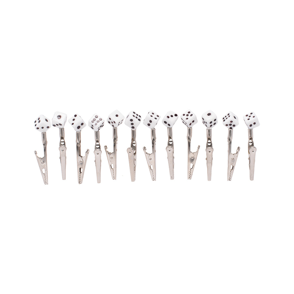 12pk. White Dice Top Roach Clips