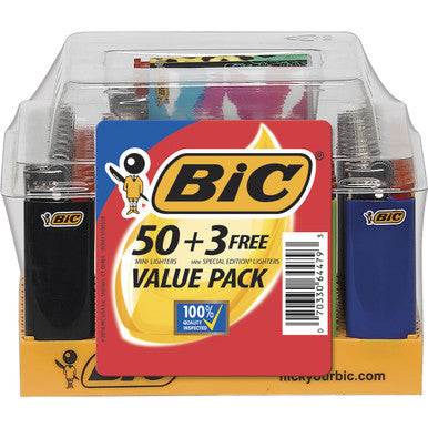 50Ct. Bic Mini Size Lighters +3 Free