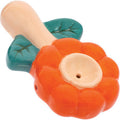 3.5" Orange Flower Ceramic Pipe - Wacky Bowlz