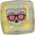 6ct. 4.5in Square Glass Ashtray - Sugar Skulls