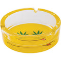 6.25" Yellow Smiley Leaf Glass Ashtray