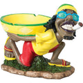 17" Large Jamaican Man Ashtray with reggae figurine carrying a bowl