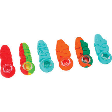 6Count Silicone Hand Pipe Love & 420 - 4In