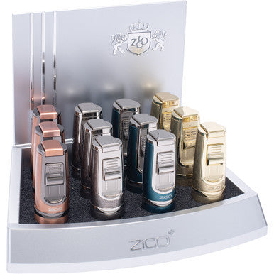 12Ct Zico Triple Jets Torch Lighter with Punch