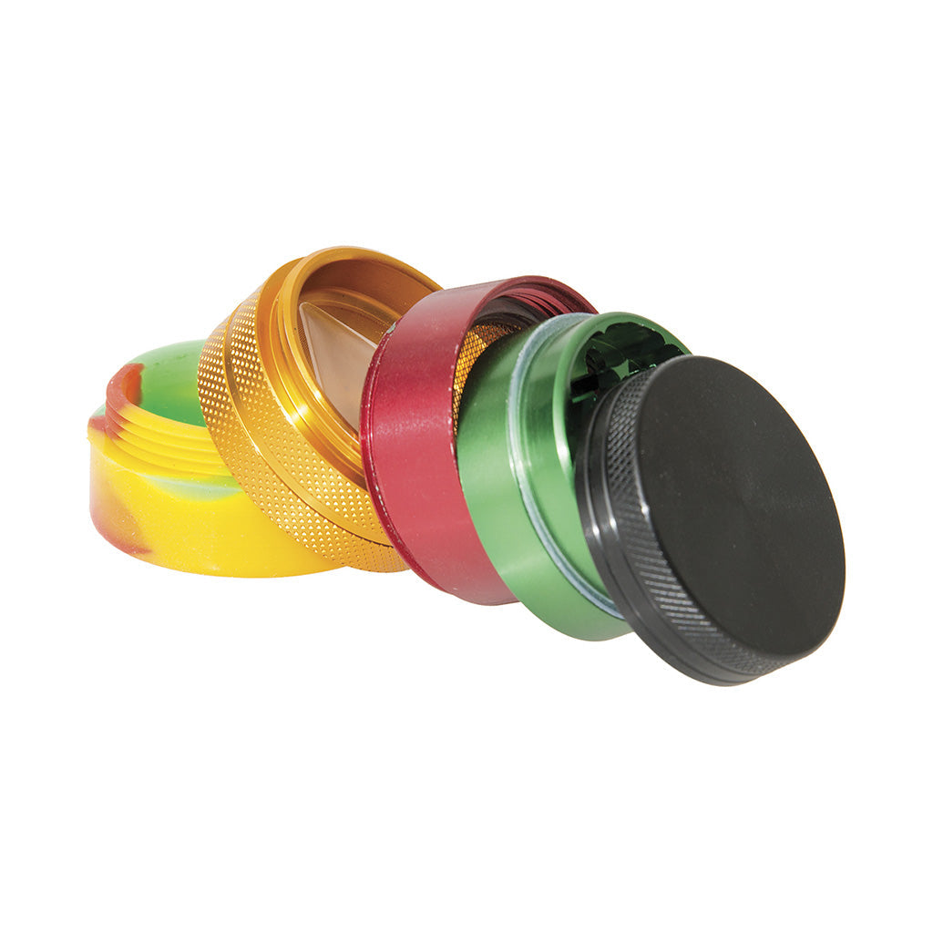 4 Part Rasta Color Grinder W/  Nonstick Container