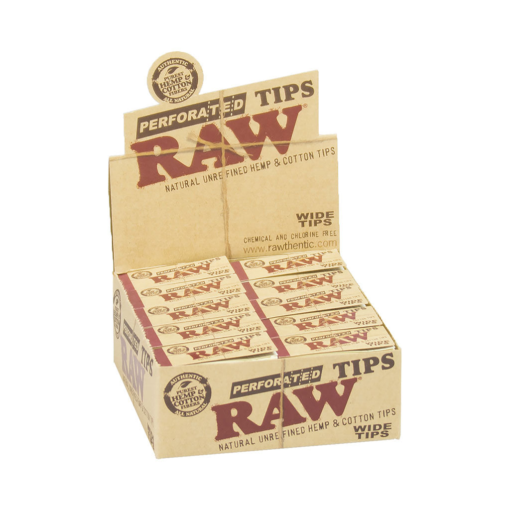 50ct. Raw Wide Tips Perforated Hemp Cotton
