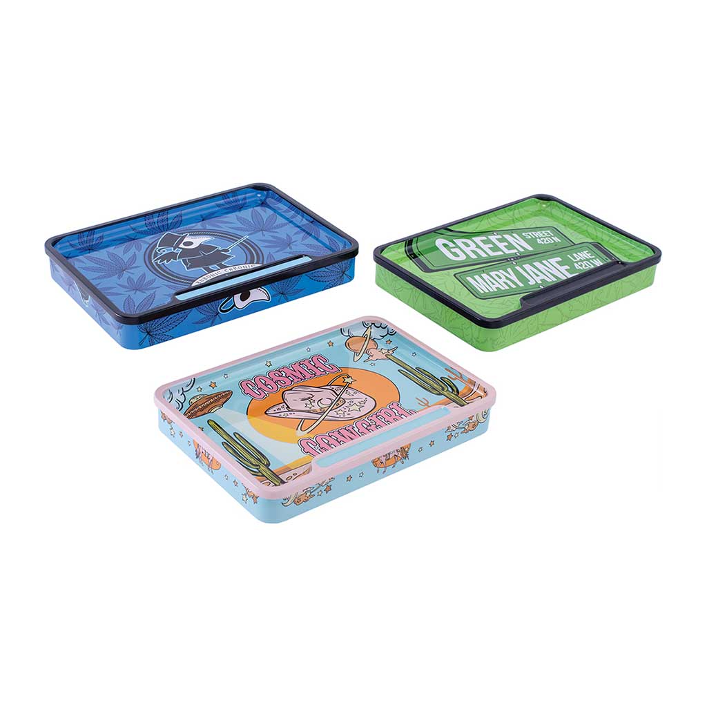 6ct 8in Tin Stash Box & Rolling Tray - Trendy